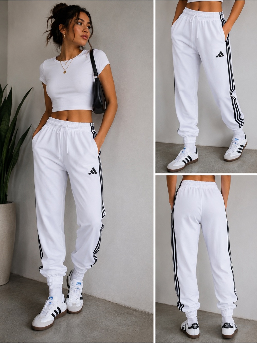 Adidas 3-Stripe Jogger Track Pants White Black Men’s Large Women’s XL